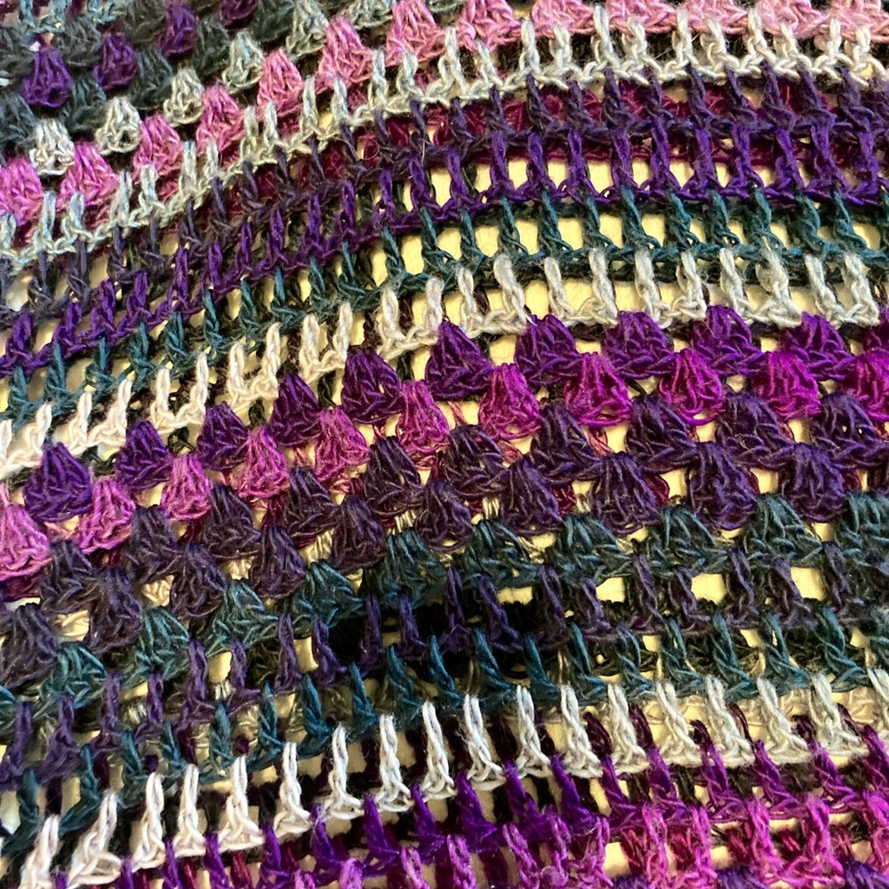 Hand-Crafted Triangular Shawlvibrant Purples And … - image 5